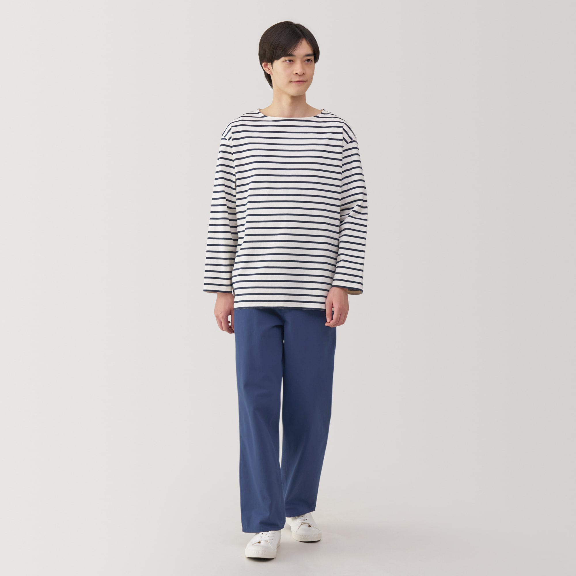 紳士　木の実から作ったカポック混ヘリンボーンワイドパンツ