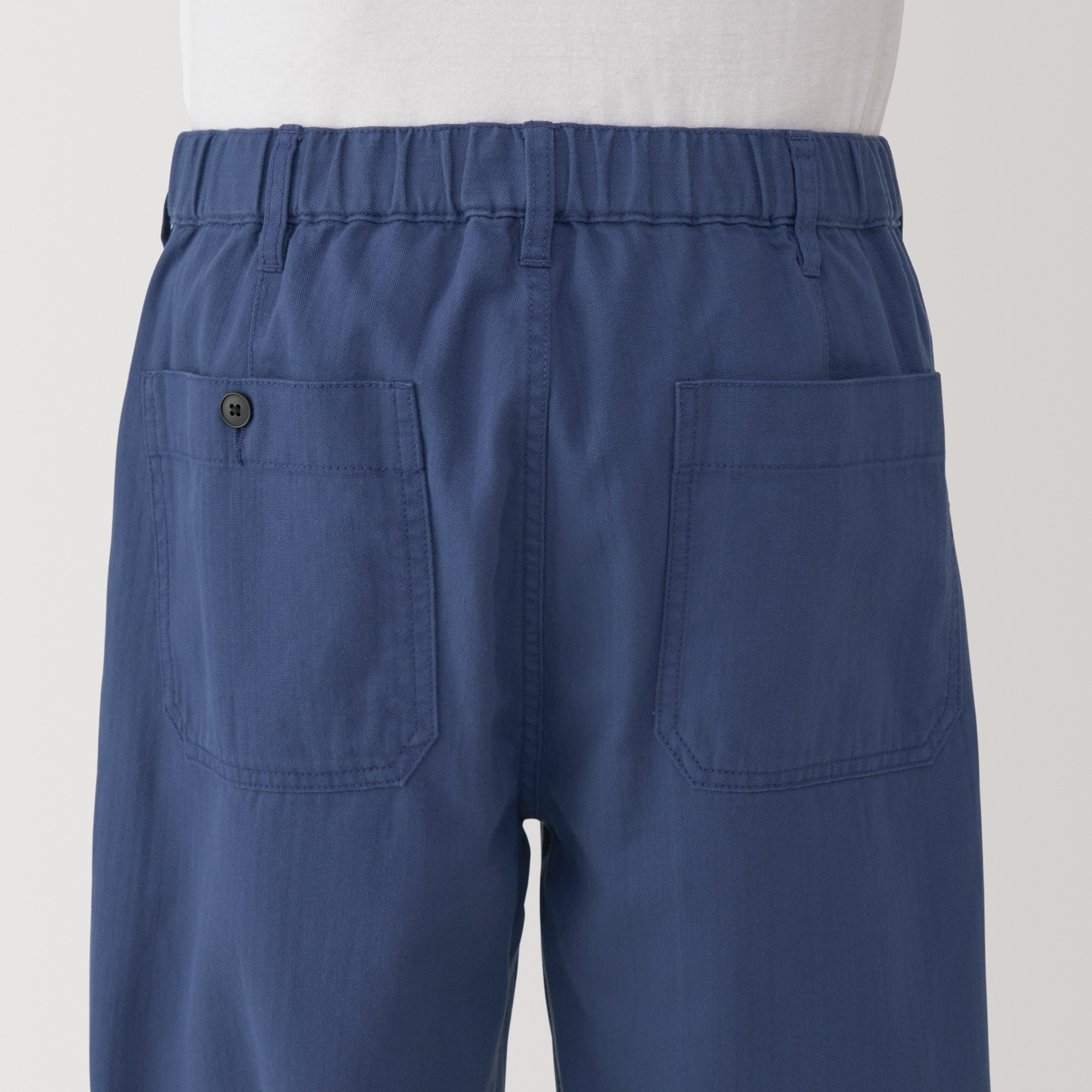 紳士　木の実から作ったカポック混ヘリンボーンワイドパンツ