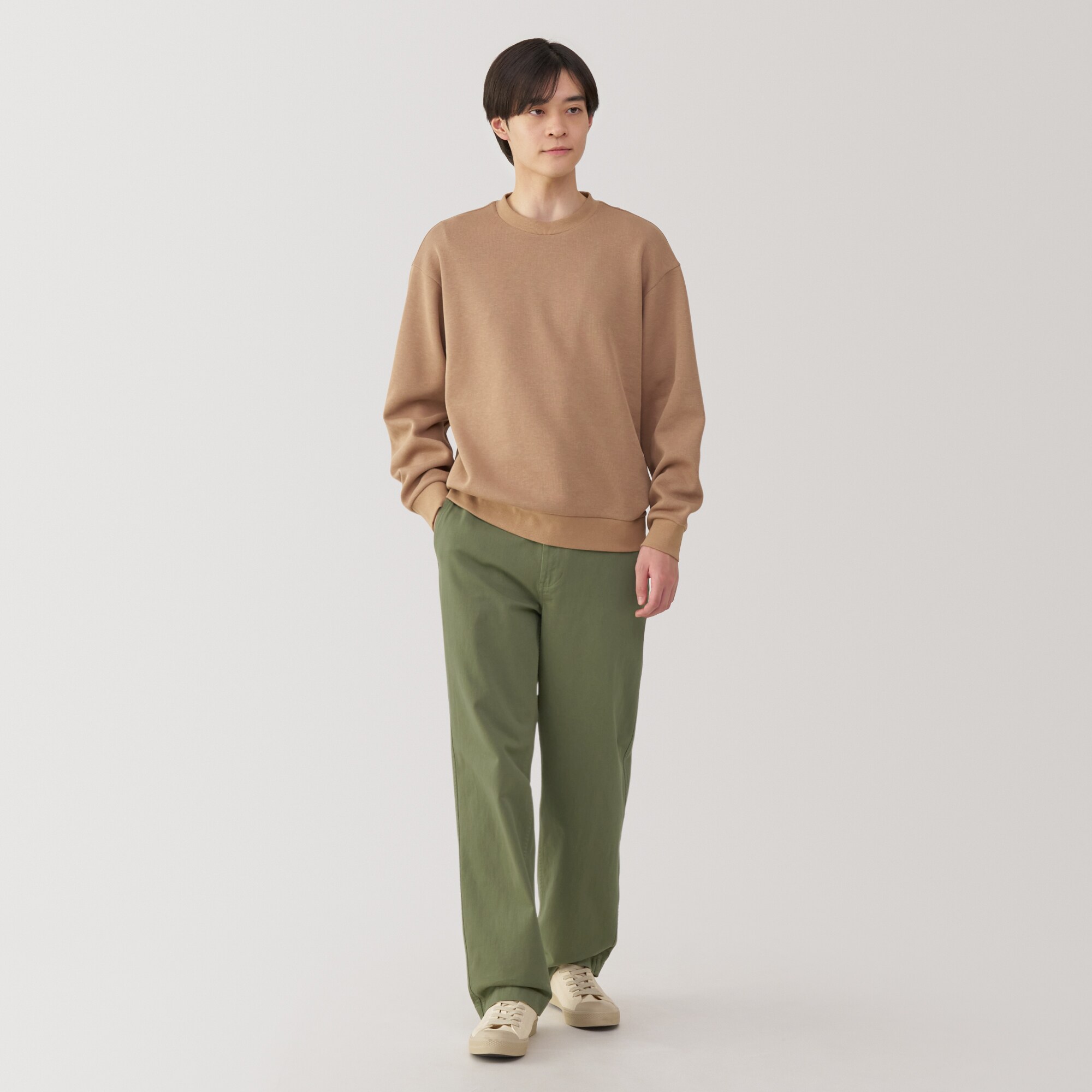 ワイドパンツ チノパン　カーキ 紳士 洗いざらしチノワイドパンツ | 無印良品