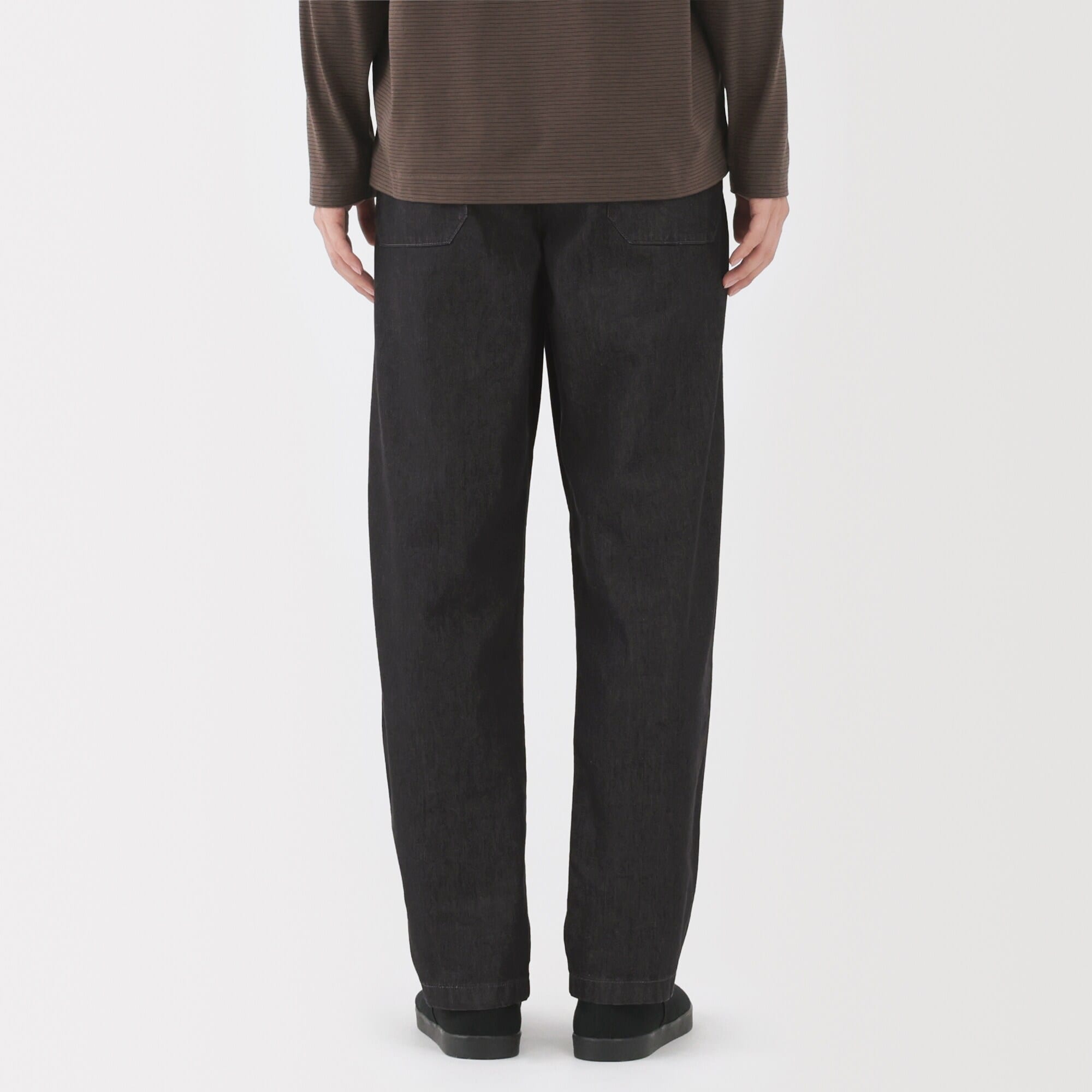 紳士　洗いざらしデニムイージーパンツ　黒