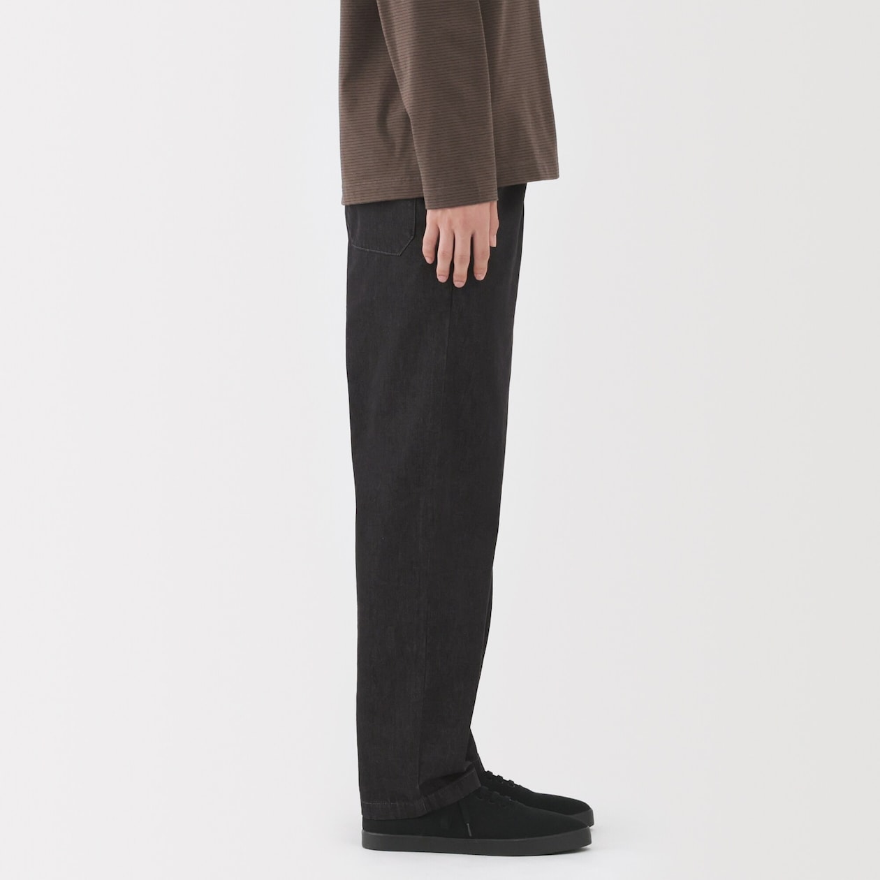 紳士　洗いざらしデニムイージーパンツ　黒