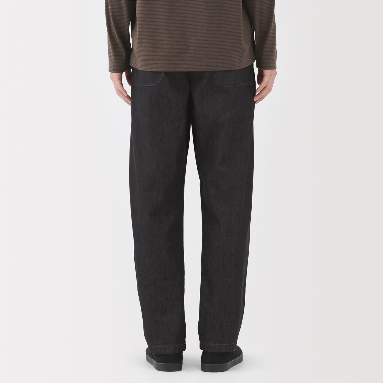 紳士　洗いざらしデニムイージーパンツ　黒