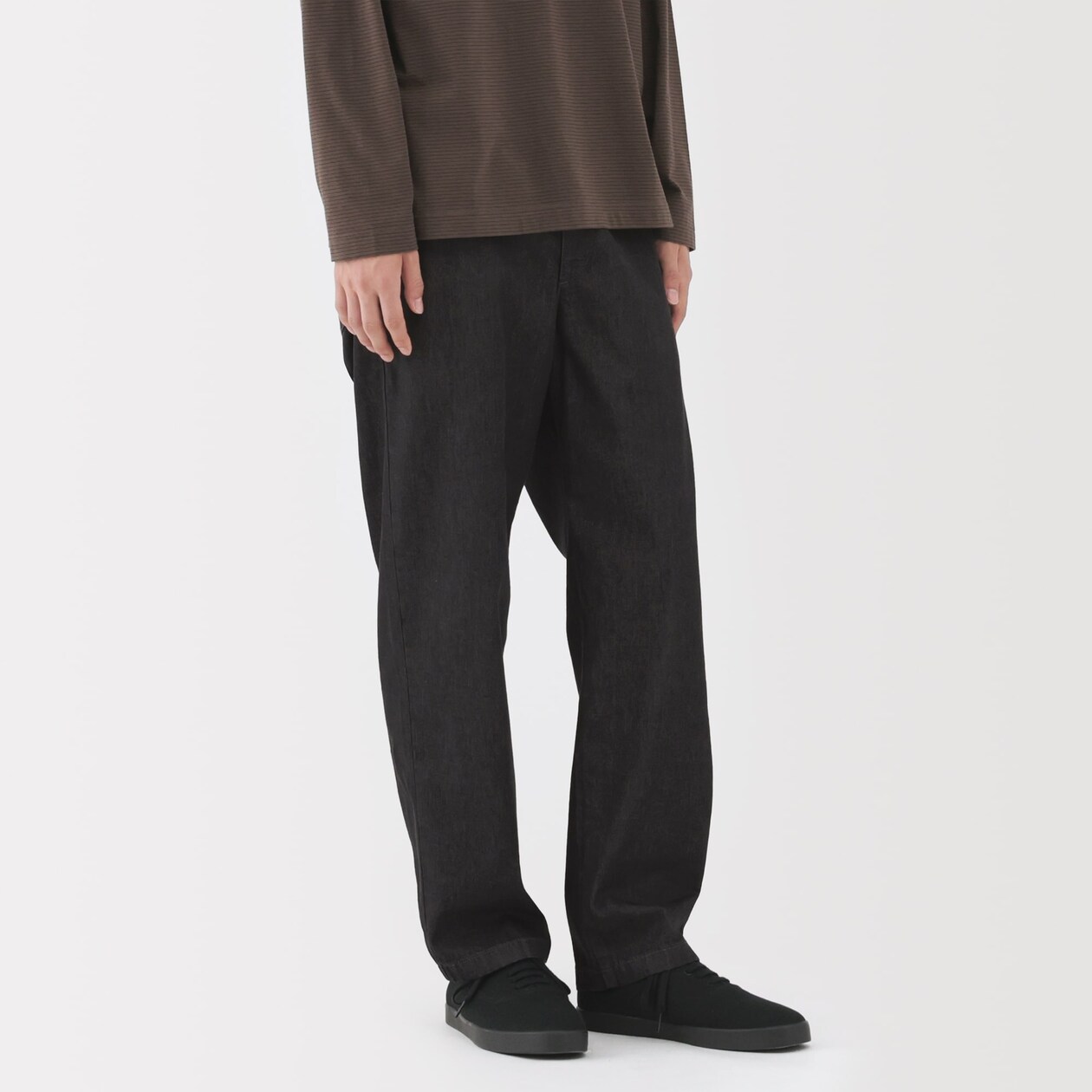 紳士　洗いざらしデニムイージーパンツ　黒