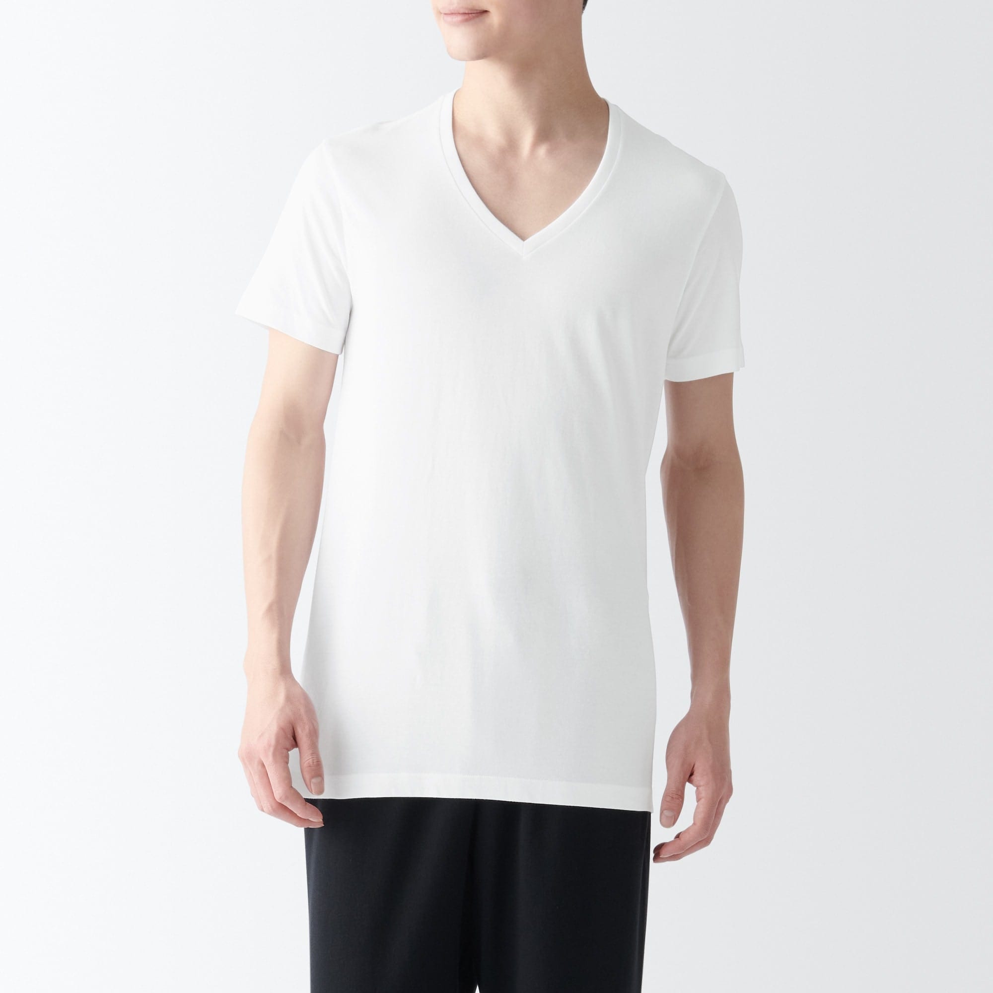 紳士　脇に縫い目のない　２枚組　Ｖネック半袖Ｔシャツ