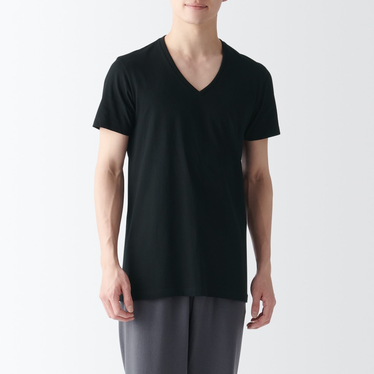 紳士　脇に縫い目のない　２枚組　Ｖネック半袖Ｔシャツ