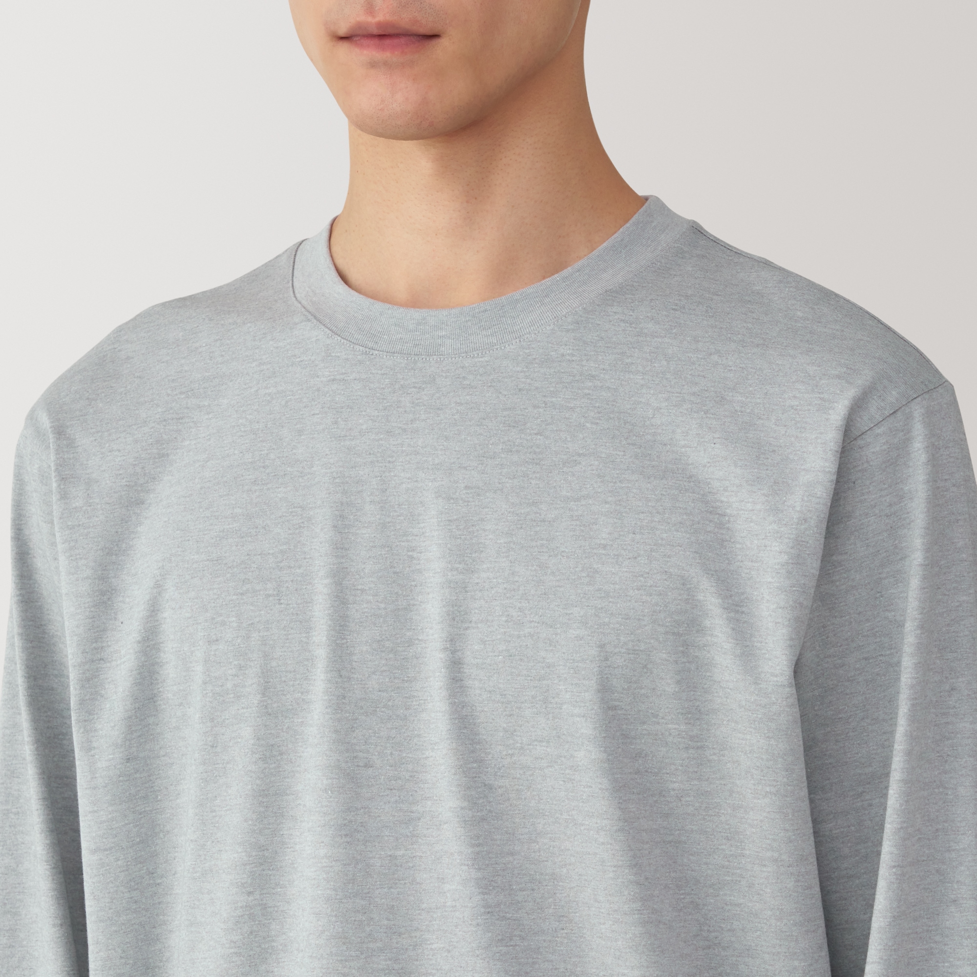 紳士　天竺編みクルーネック長袖Tシャツ