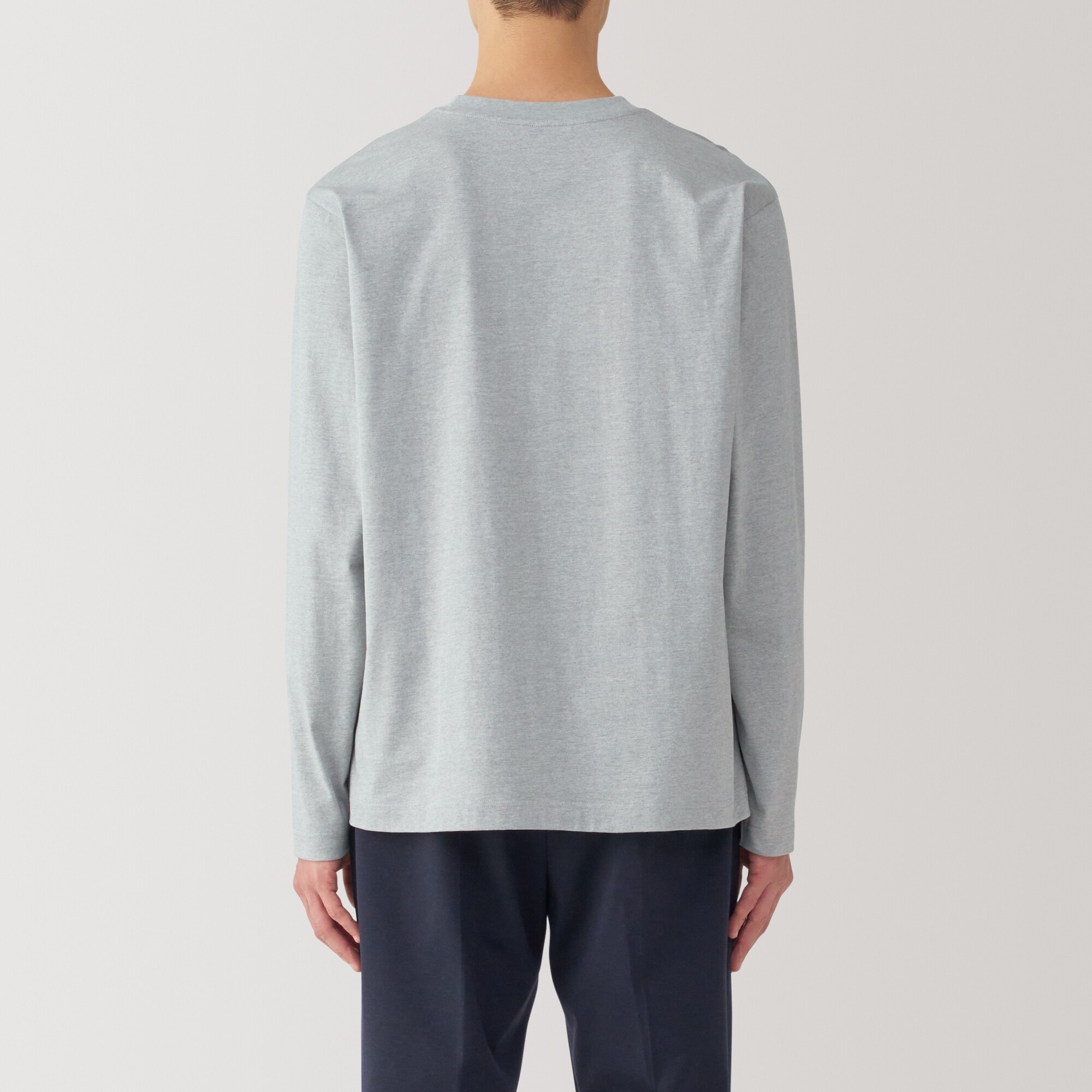 紳士　天竺編みクルーネック長袖Tシャツ