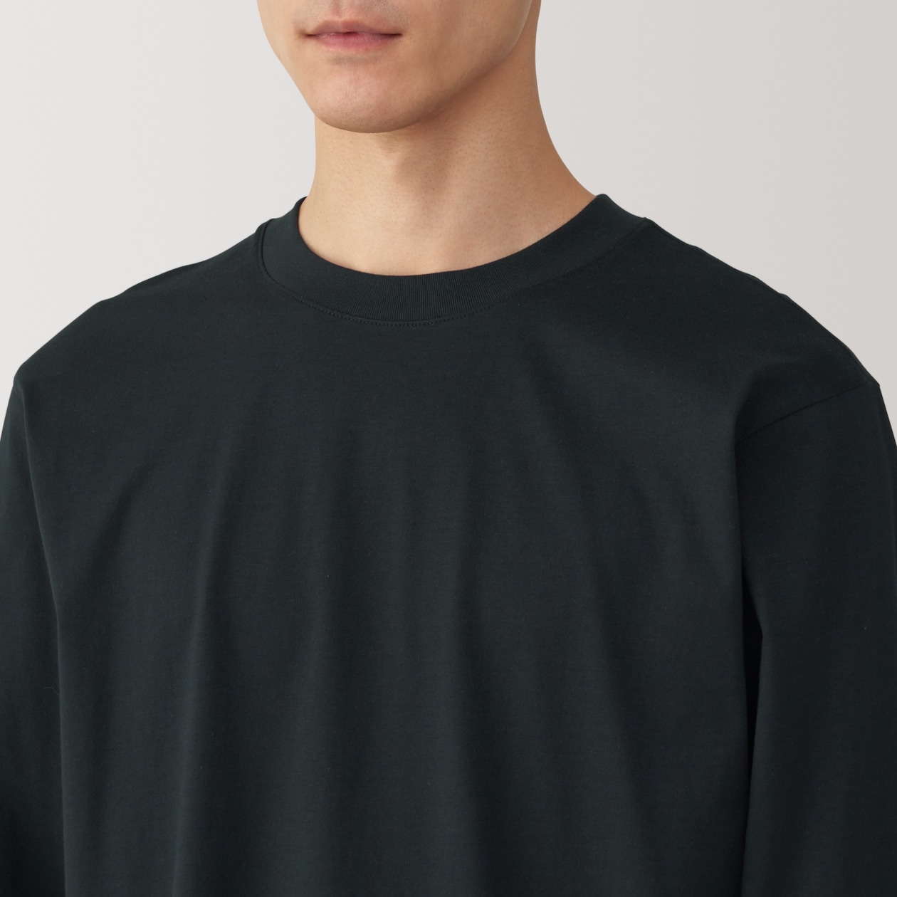 紳士　天竺編みクルーネック長袖Tシャツ