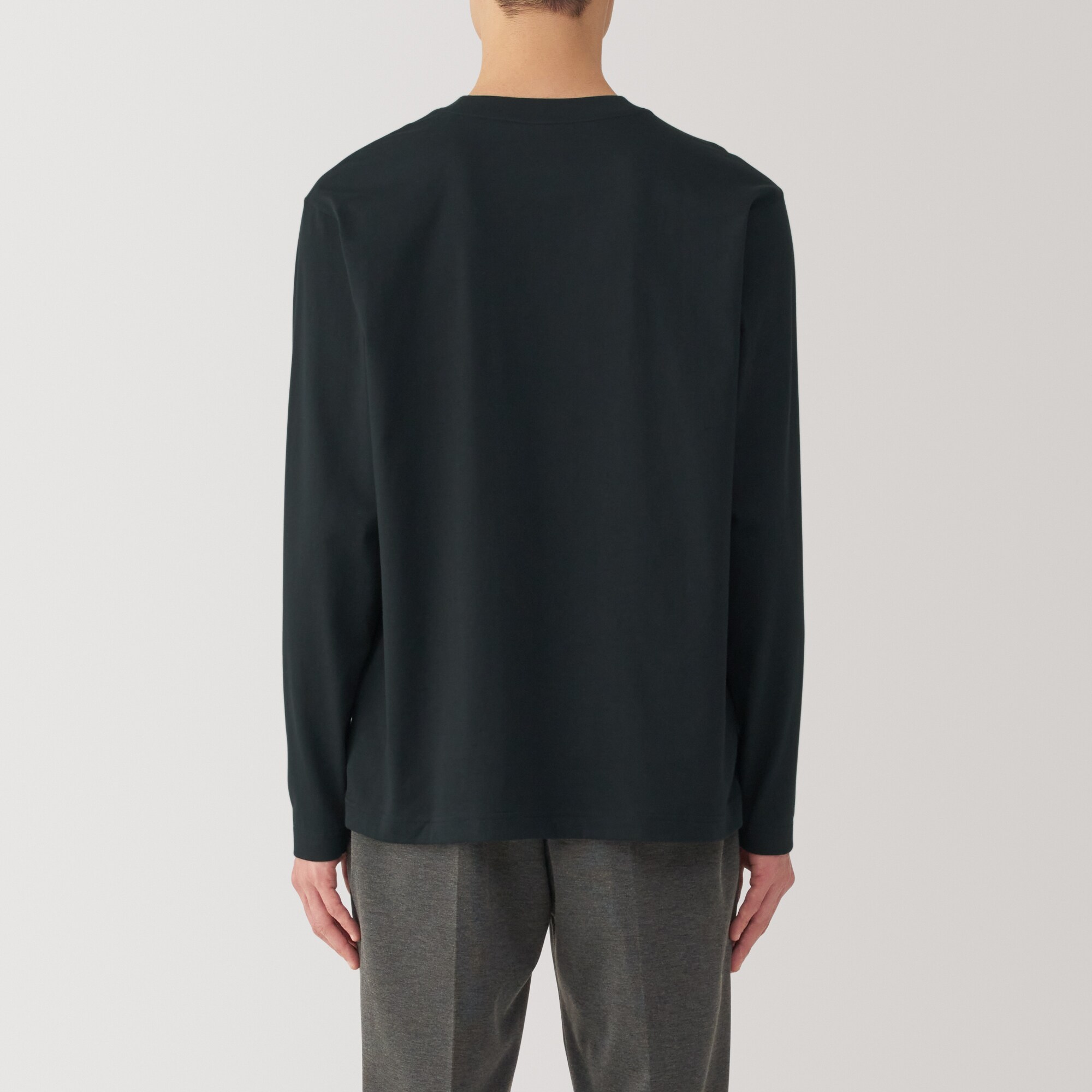 紳士　天竺編みクルーネック長袖Tシャツ