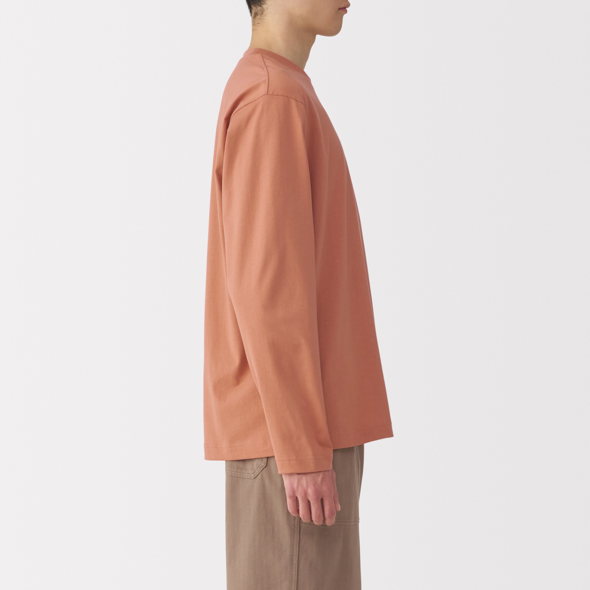 紳士　天竺編みクルーネック長袖Tシャツ