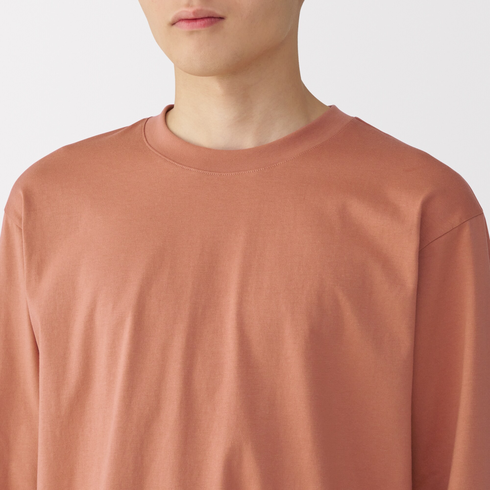 紳士　天竺編みクルーネック長袖Tシャツ