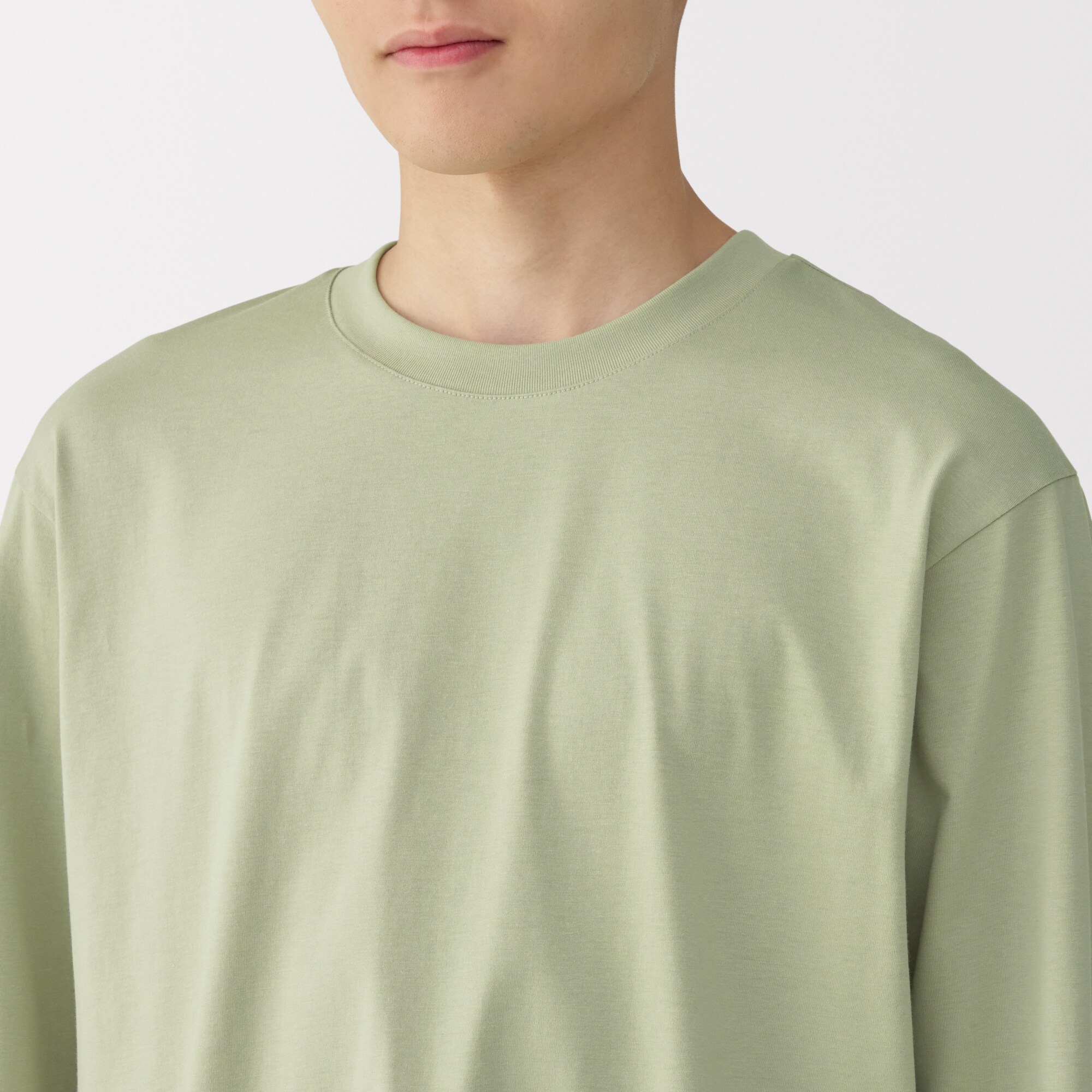 紳士　天竺編みクルーネック長袖Tシャツ