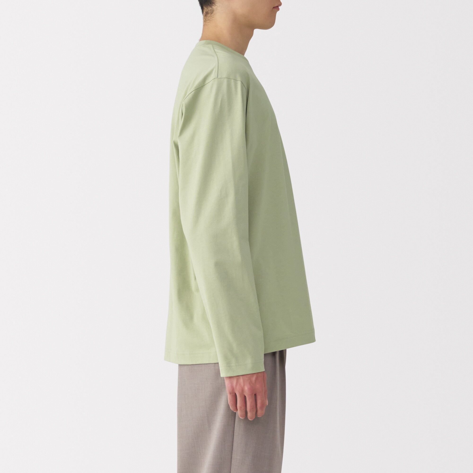 紳士　天竺編みクルーネック長袖Tシャツ
