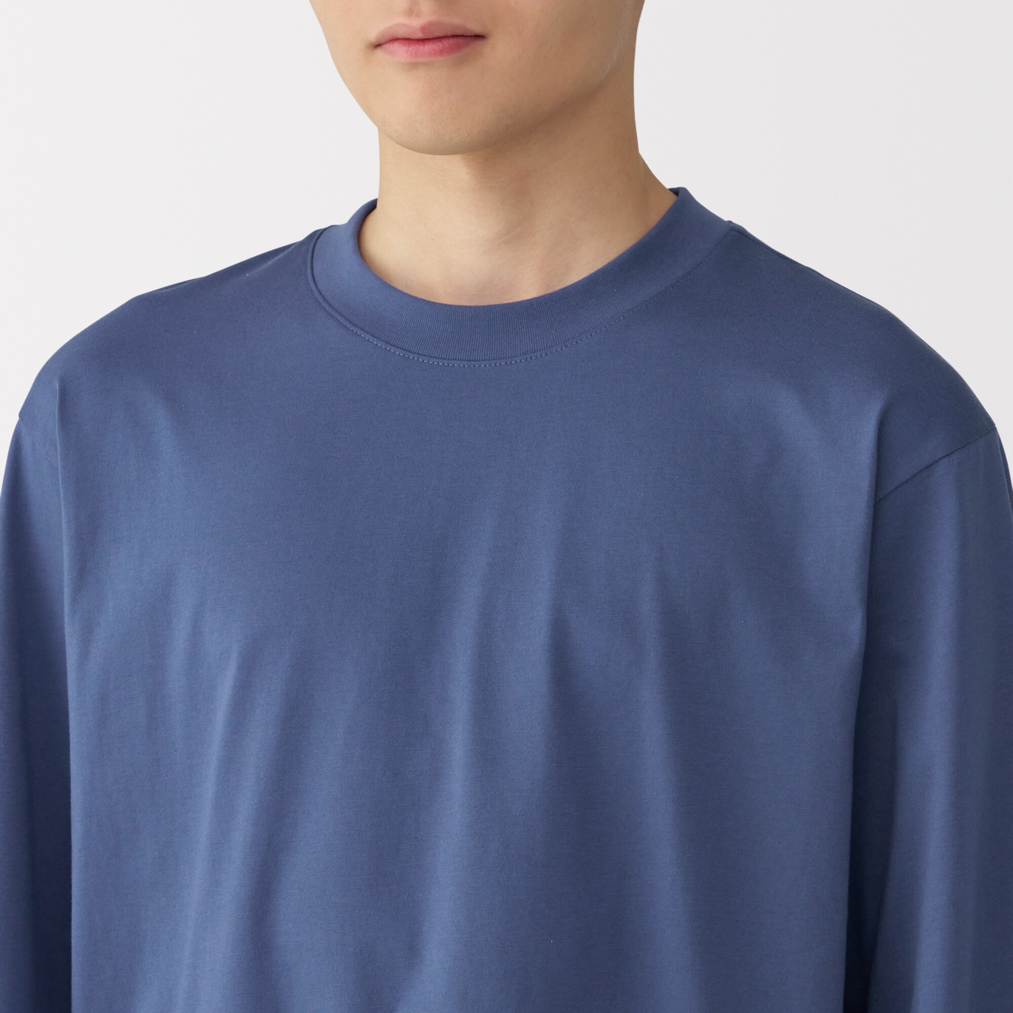 紳士　天竺編みクルーネック長袖Tシャツ