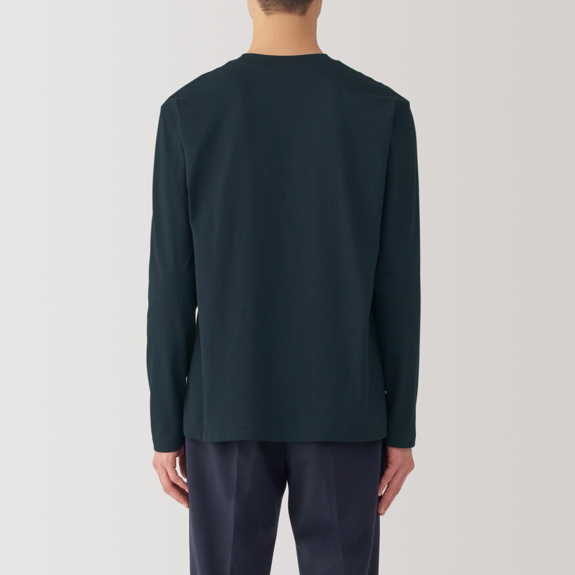 紳士　天竺編みクルーネック長袖Tシャツ