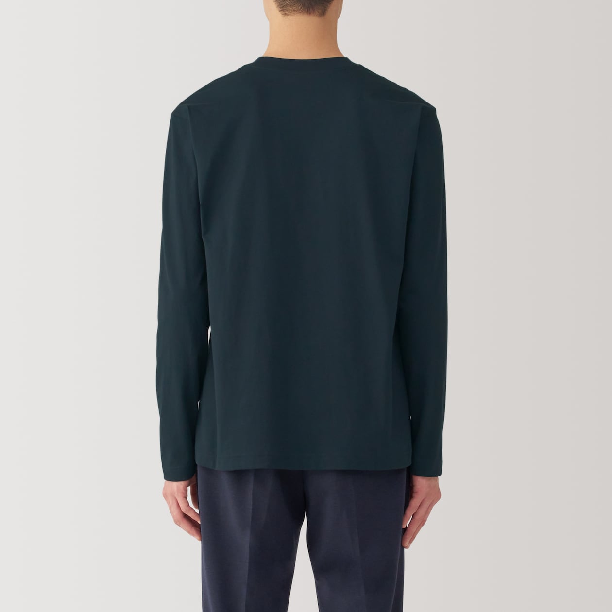 紳士　天竺編みクルーネック長袖Tシャツ