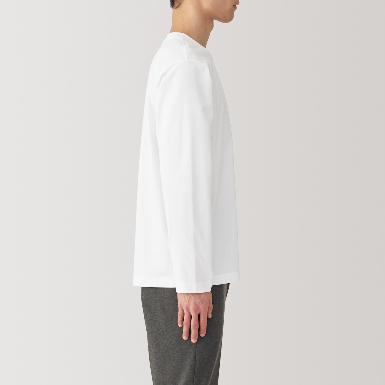 紳士　天竺編みクルーネック長袖Ｔシャツ