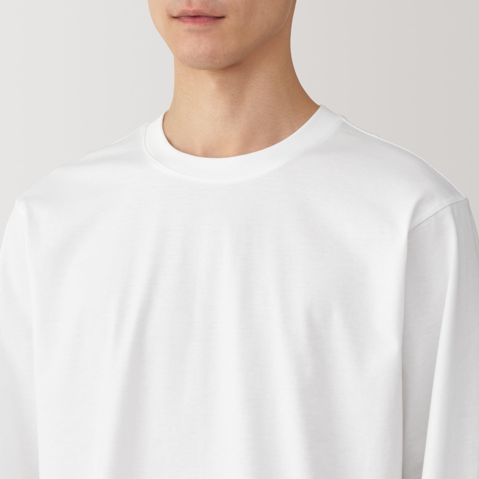 紳士　天竺編みクルーネック長袖Ｔシャツ