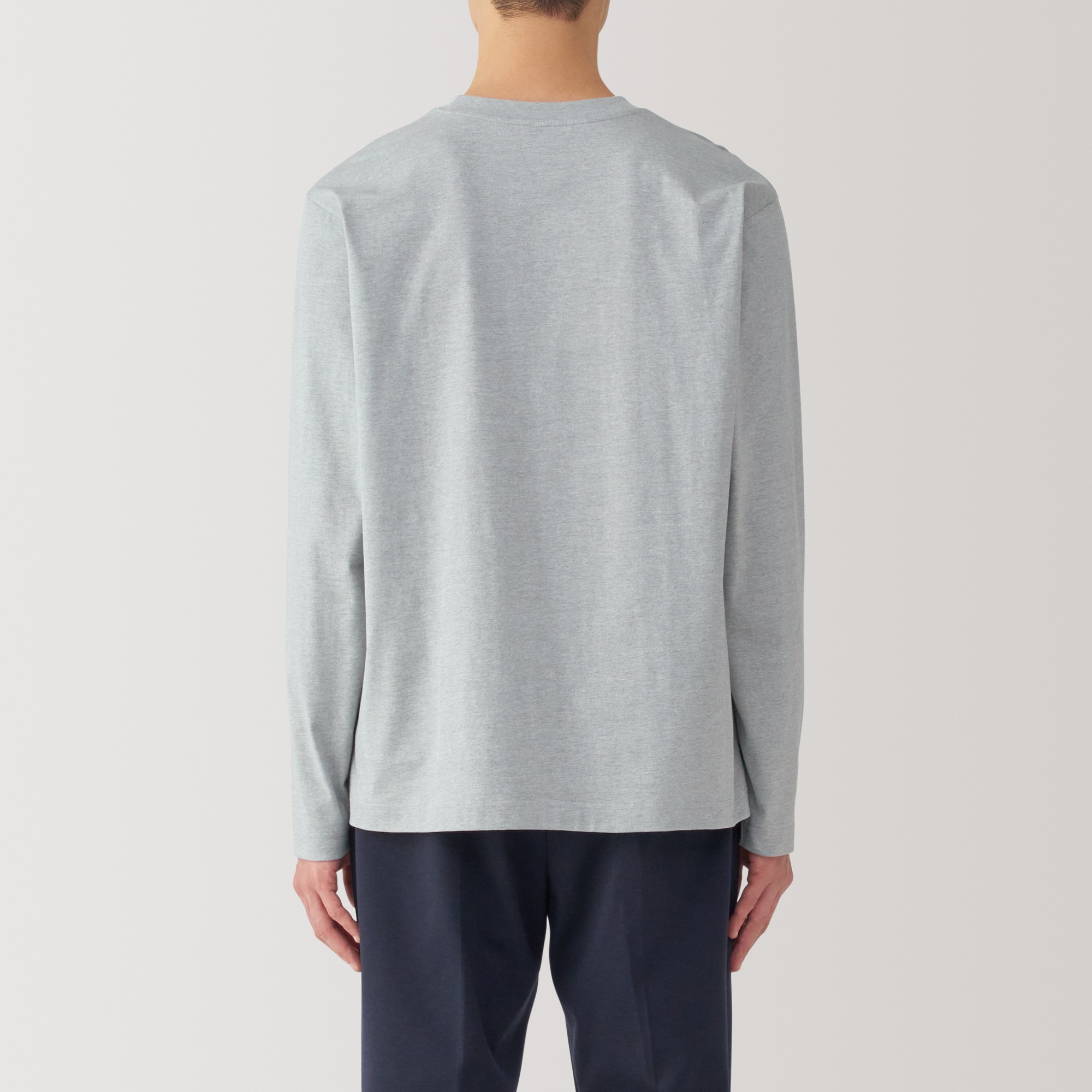 紳士　天竺編みクルーネック長袖Ｔシャツ