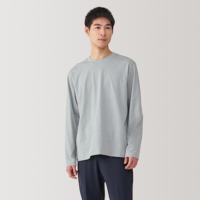 紳士　天竺編みクルーネック長袖Ｔシャツ