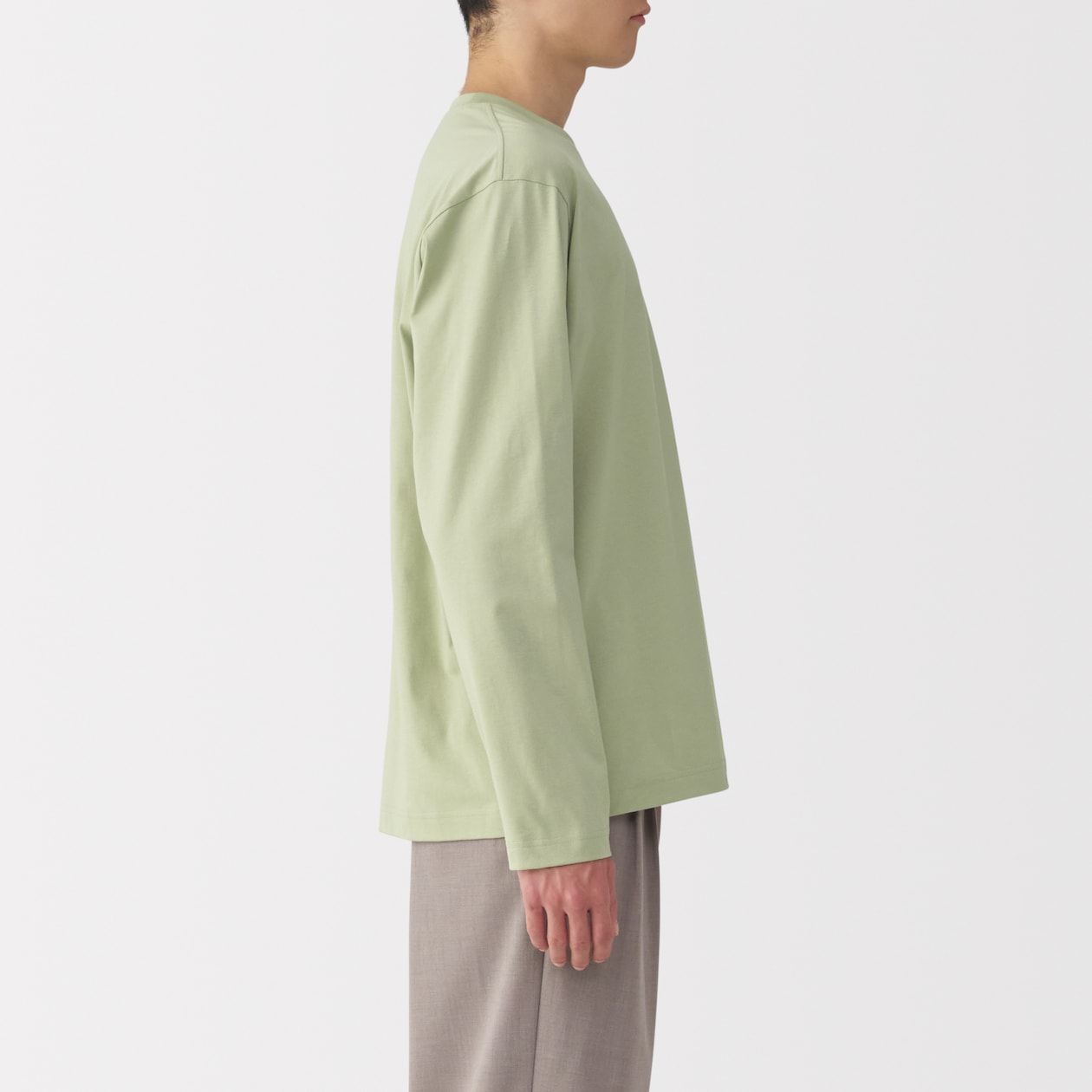 紳士　天竺編みクルーネック長袖Ｔシャツ