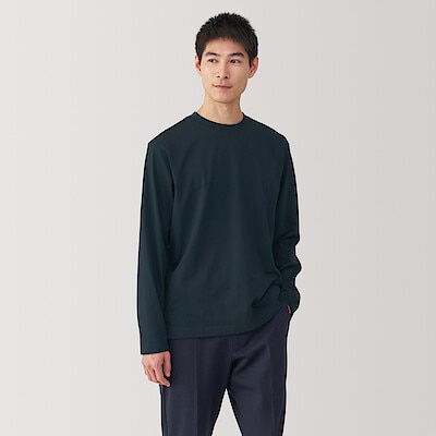紳士　天竺編みクルーネック長袖Ｔシャツ