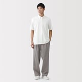 紳士　涼感ＵＶカット鹿の子編みボタンダウン半袖ポロシャツ