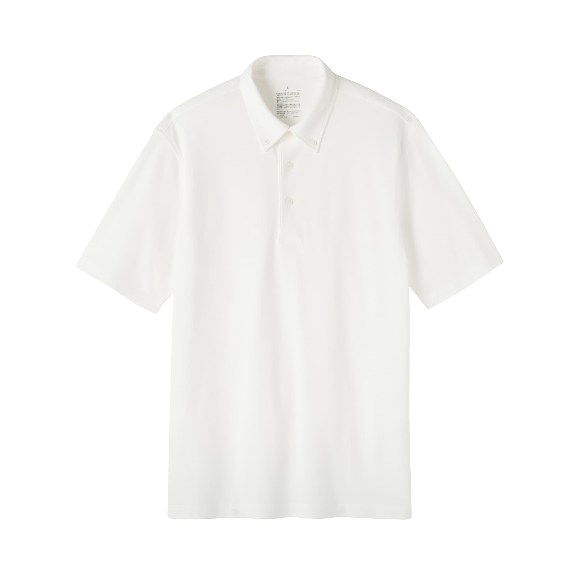 紳士　涼感ＵＶカット鹿の子編みボタンダウン半袖ポロシャツ