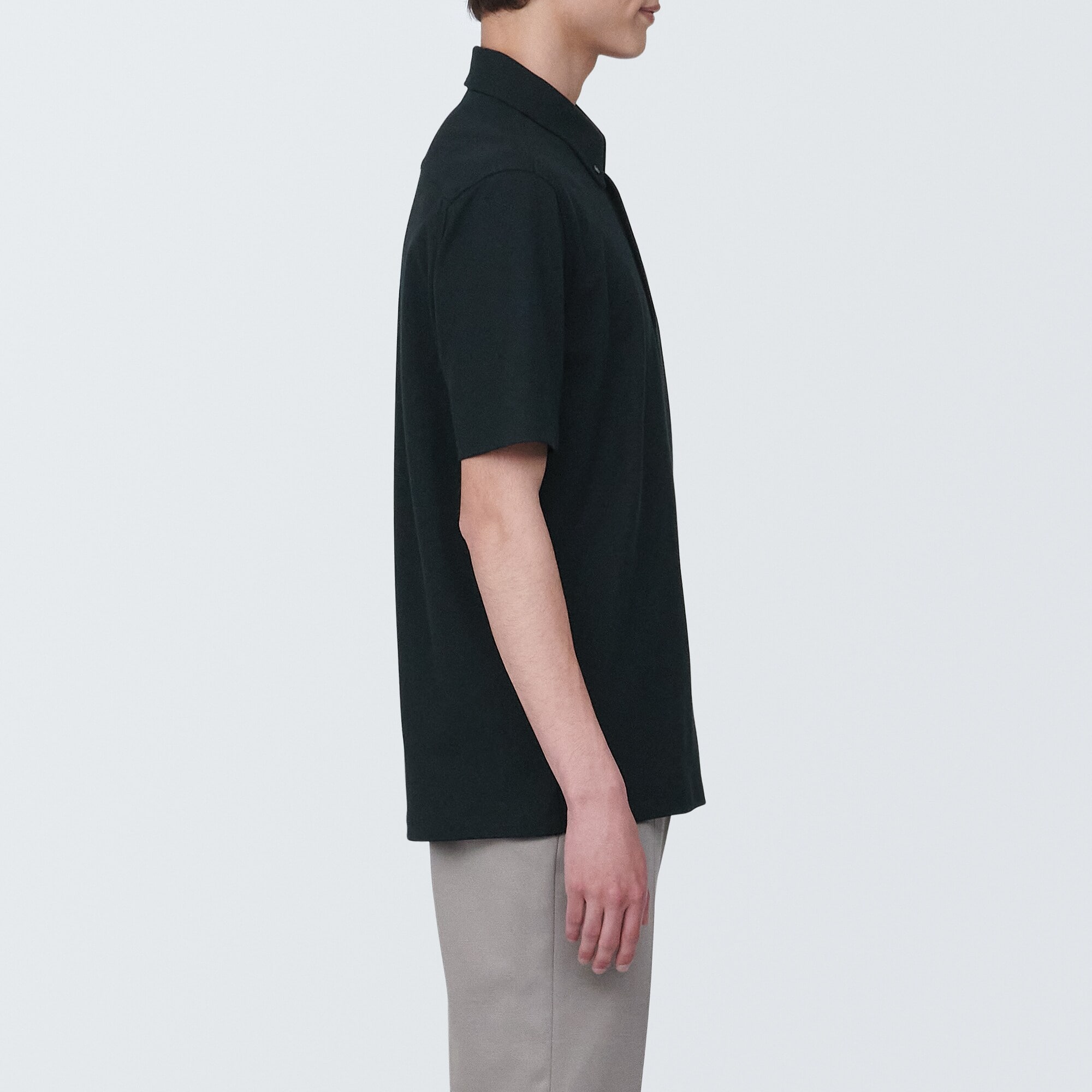 紳士　涼感ＵＶカット鹿の子編みボタンダウン半袖ポロシャツ