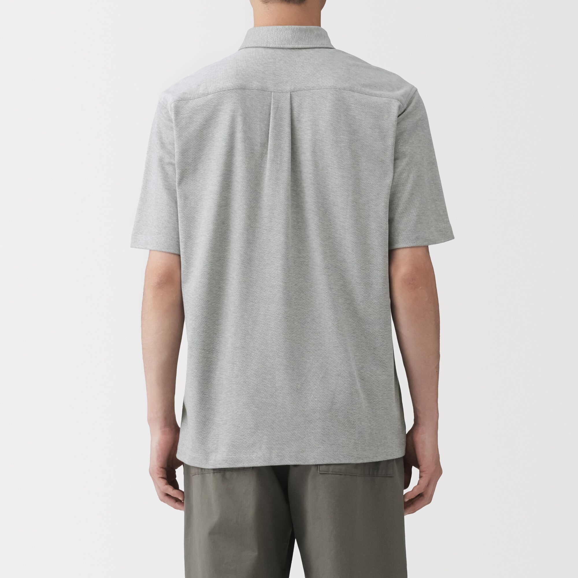 紳士　涼感ＵＶカット鹿の子編みボタンダウン半袖ポロシャツ