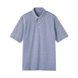 紳士　涼感ＵＶカット鹿の子編みボタンダウン半袖ポロシャツ