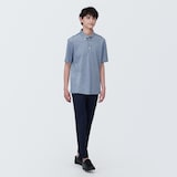 紳士　涼感ＵＶカット鹿の子編みボタンダウン半袖ポロシャツ