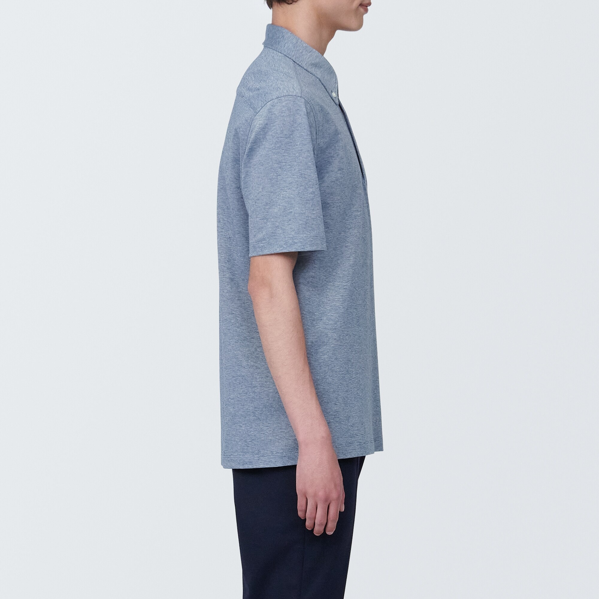 紳士　涼感ＵＶカット鹿の子編みボタンダウン半袖ポロシャツ