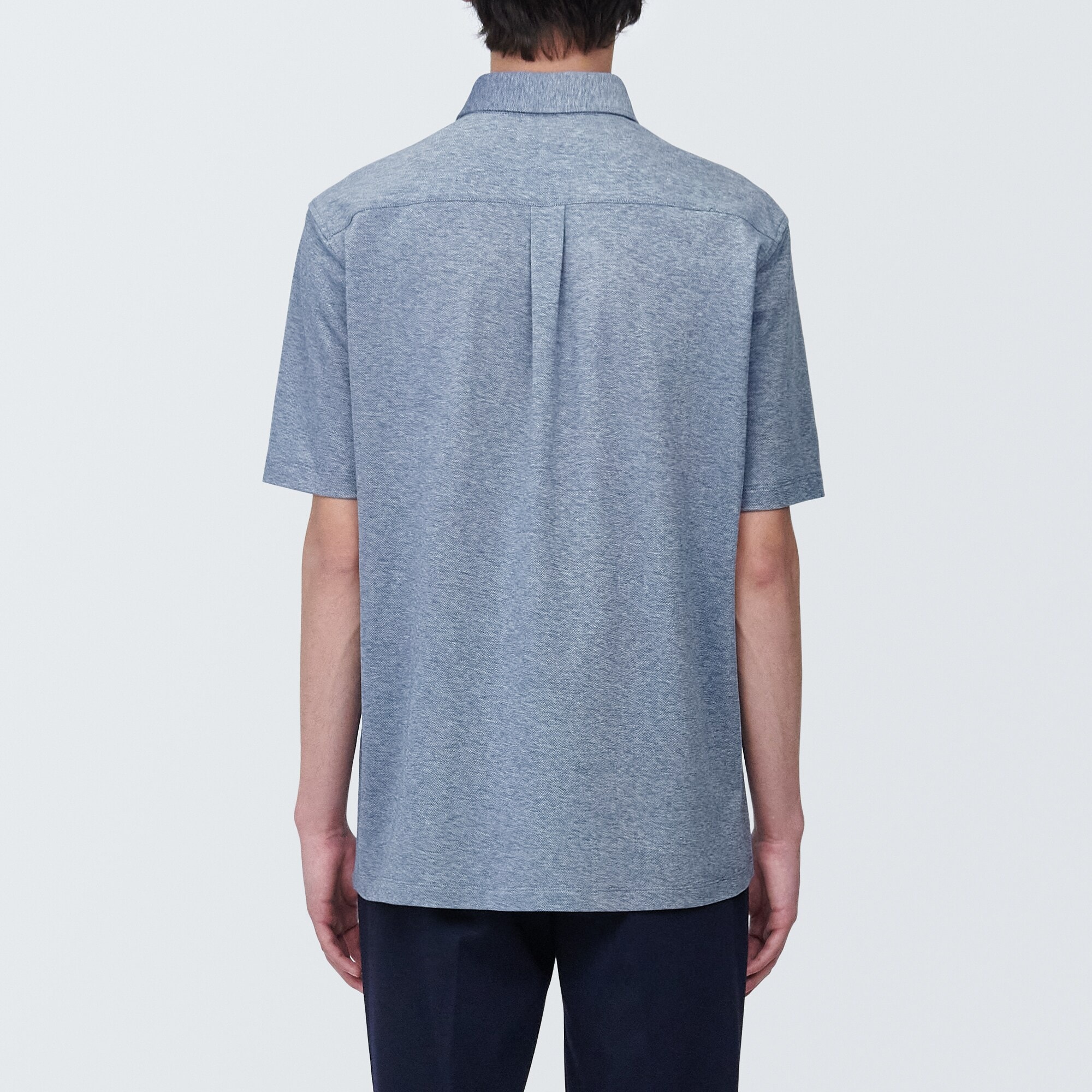 紳士　涼感ＵＶカット鹿の子編みボタンダウン半袖ポロシャツ