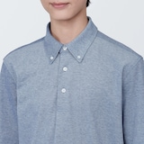 紳士　涼感ＵＶカット鹿の子編みボタンダウン半袖ポロシャツ