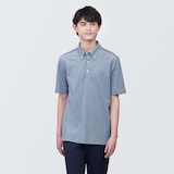 紳士　涼感ＵＶカット鹿の子編みボタンダウン半袖ポロシャツ