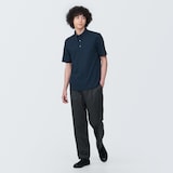 紳士　涼感ＵＶカット鹿の子編みボタンダウン半袖ポロシャツ