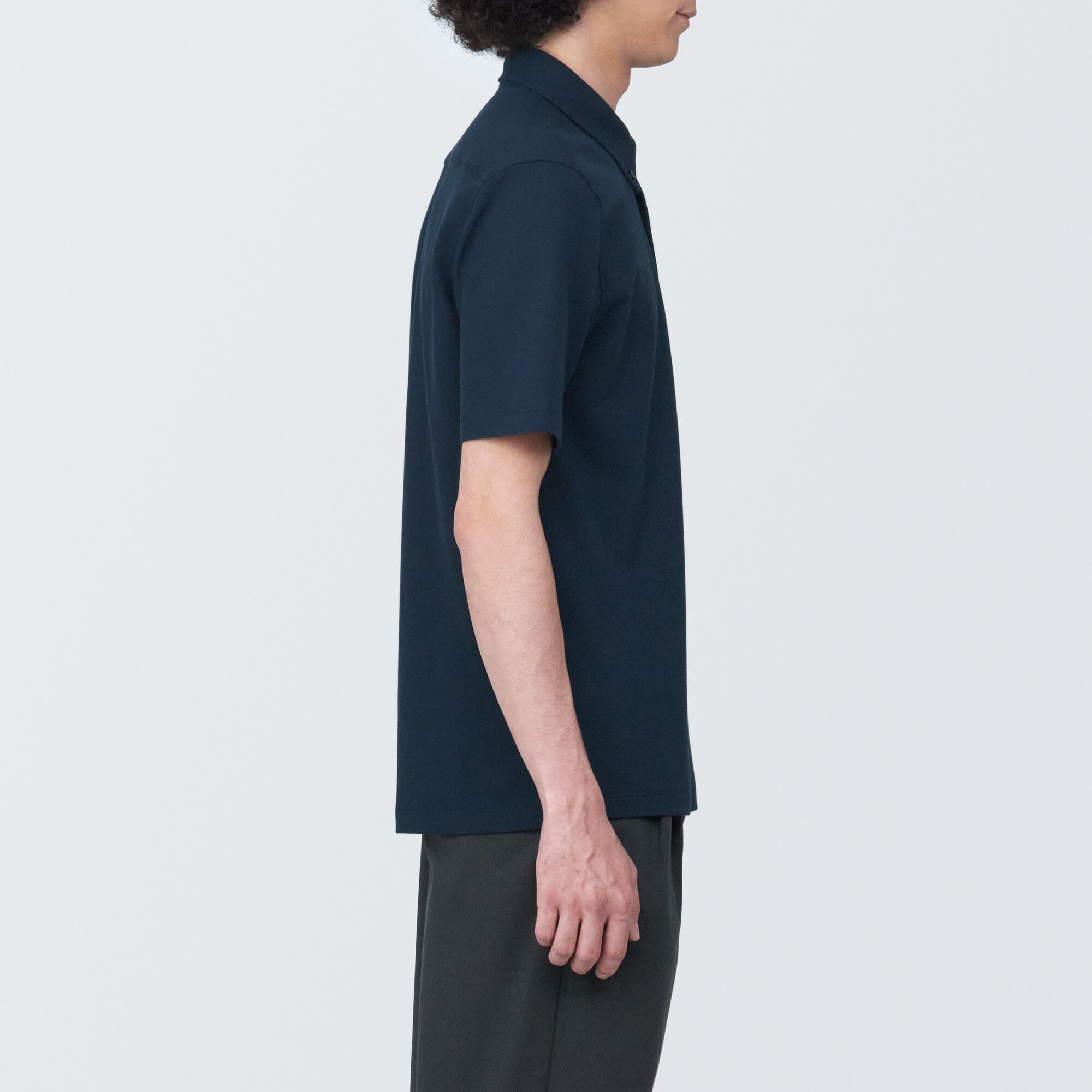 紳士　涼感ＵＶカット鹿の子編みボタンダウン半袖ポロシャツ