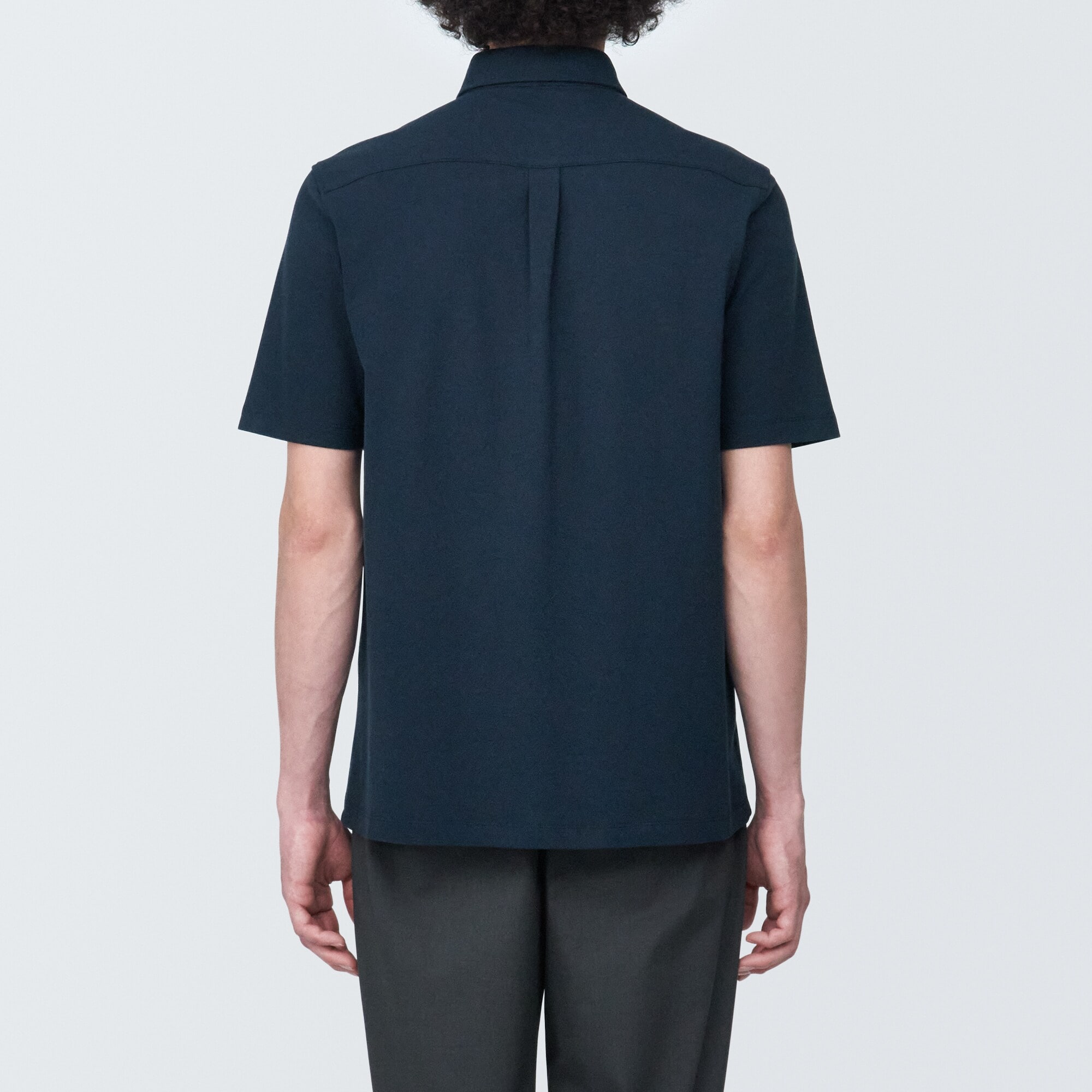 紳士　涼感ＵＶカット鹿の子編みボタンダウン半袖ポロシャツ