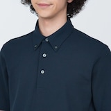 紳士　涼感ＵＶカット鹿の子編みボタンダウン半袖ポロシャツ