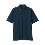 紳士　涼感ＵＶカット鹿の子編みボタンダウン半袖ポロシャツ