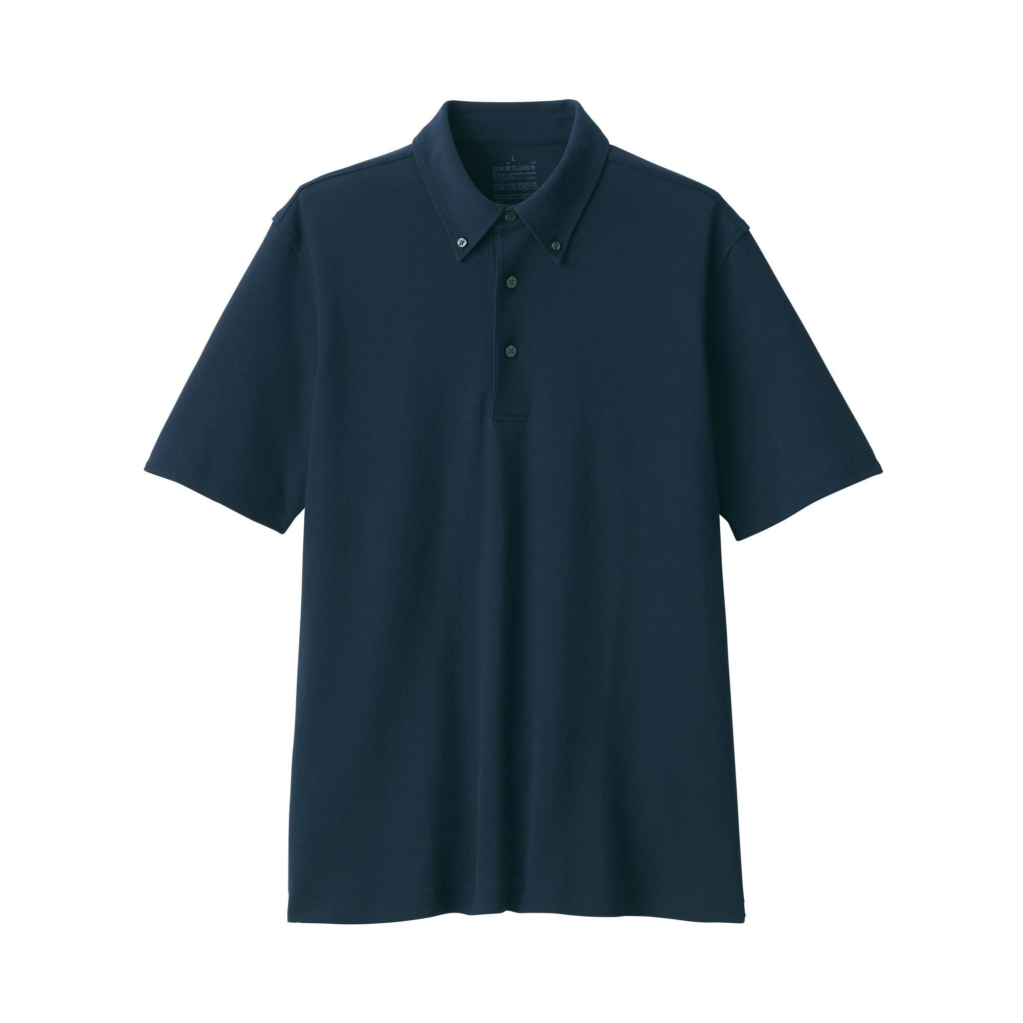 紳士　涼感ＵＶカット鹿の子編みボタンダウン半袖ポロシャツ