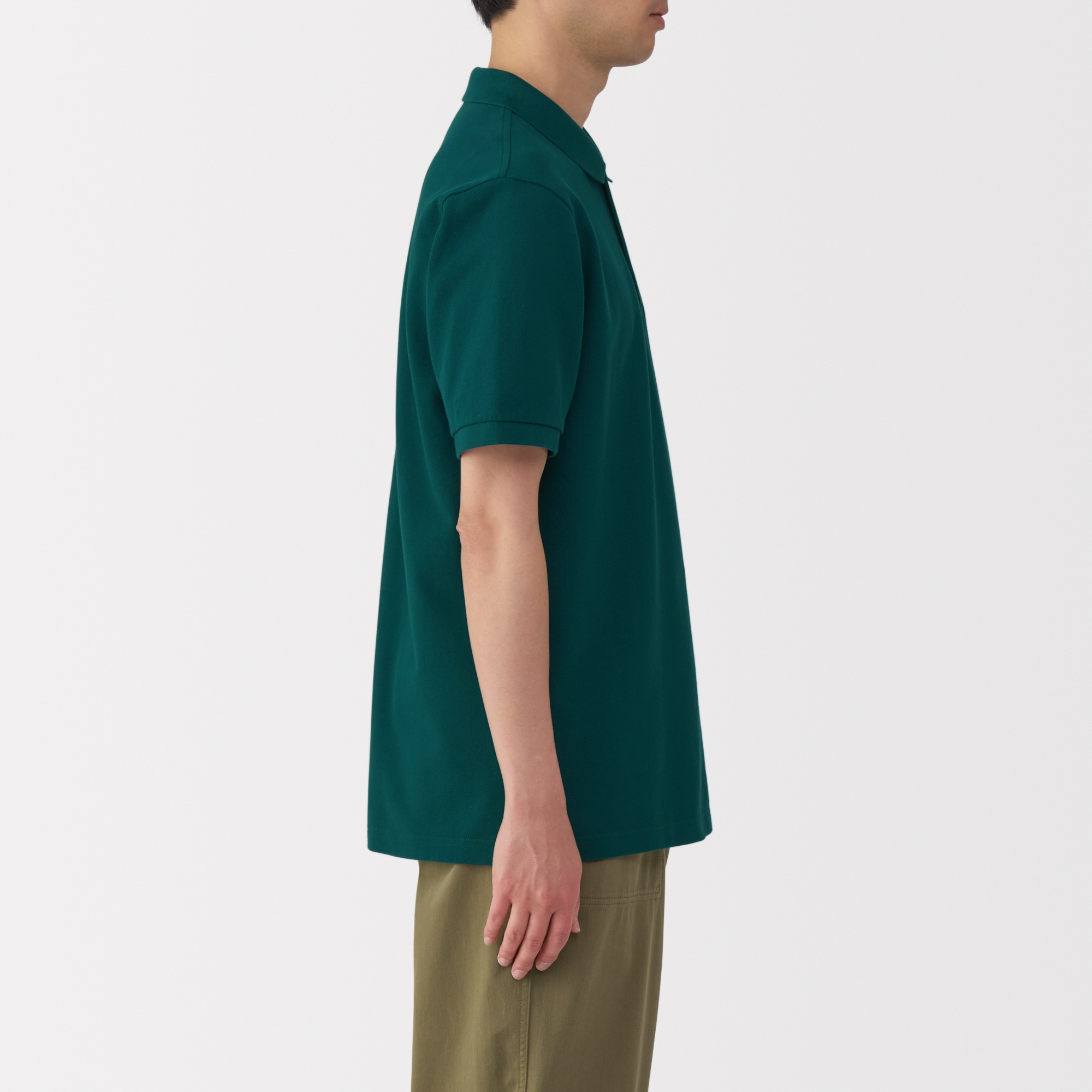 紳士　洗いざらし鹿の子編み半袖ポロシャツ