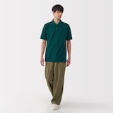 紳士　洗いざらし鹿の子編み半袖ポロシャツ