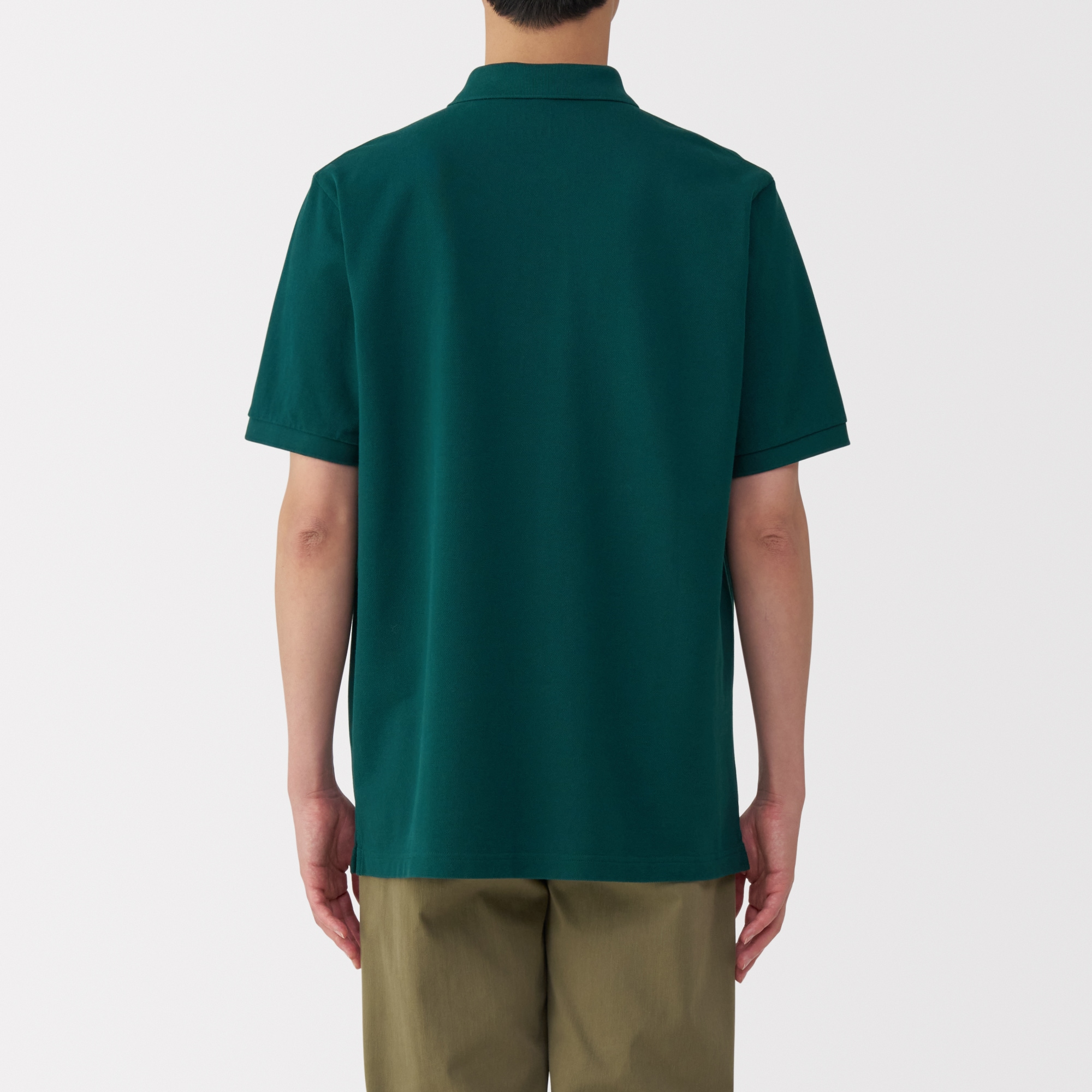 紳士　洗いざらし鹿の子編み半袖ポロシャツ