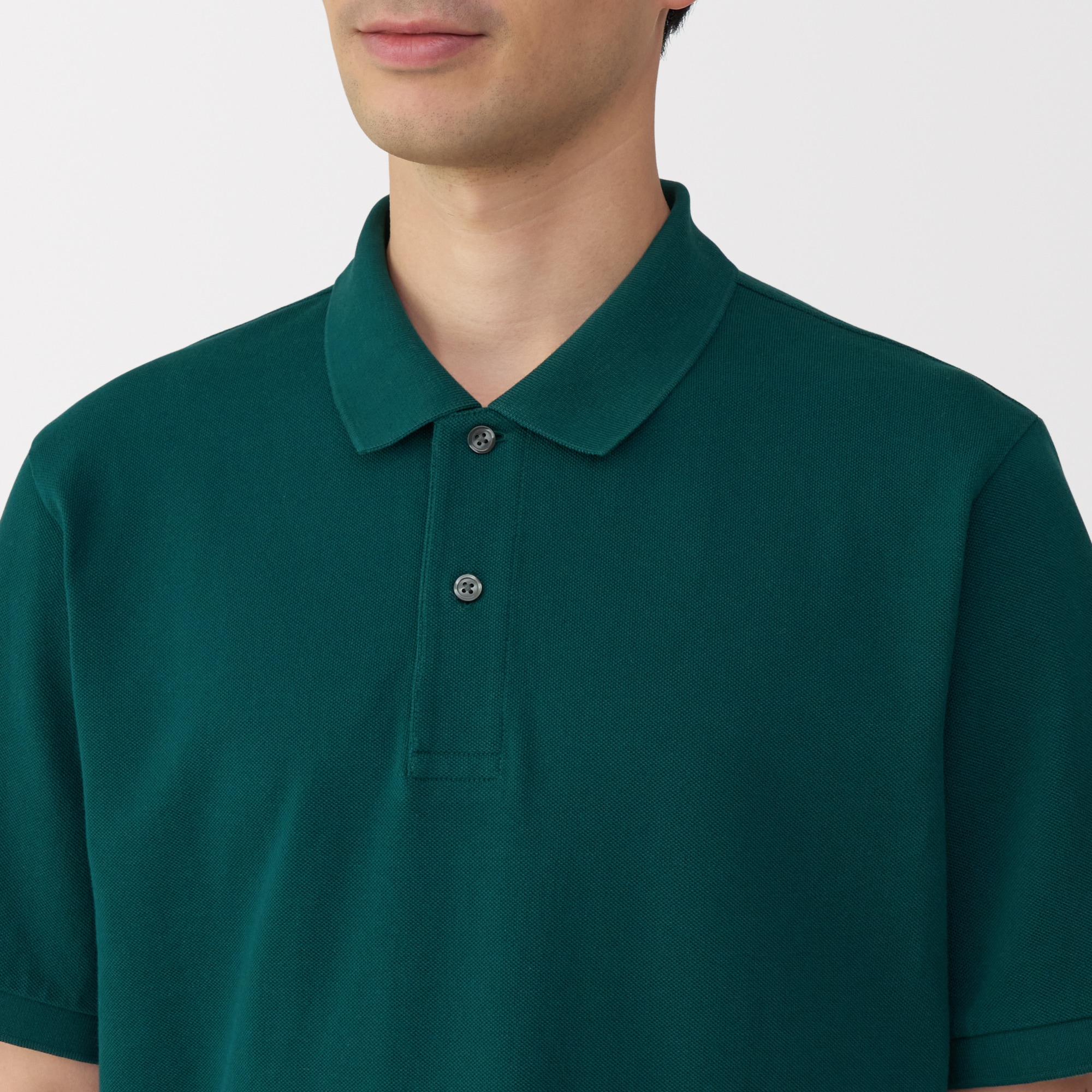 紳士　洗いざらし鹿の子編み半袖ポロシャツ