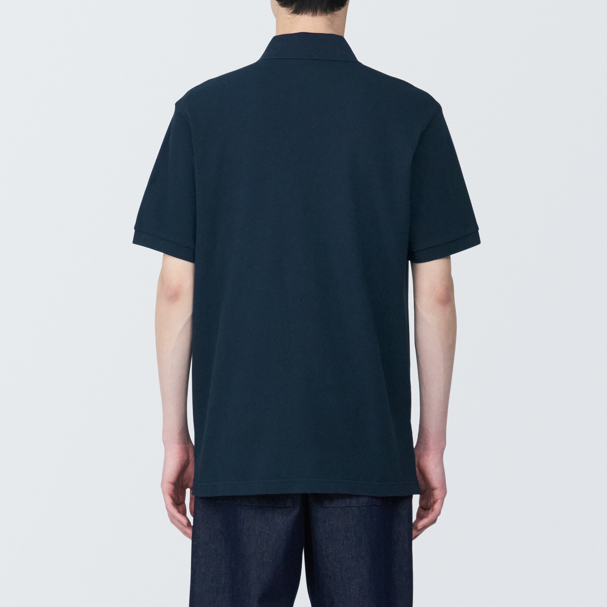 紳士　洗いざらし鹿の子編み半袖ポロシャツ