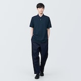 紳士　洗いざらし鹿の子編み半袖ポロシャツ