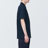 紳士　洗いざらし鹿の子編み半袖ポロシャツ