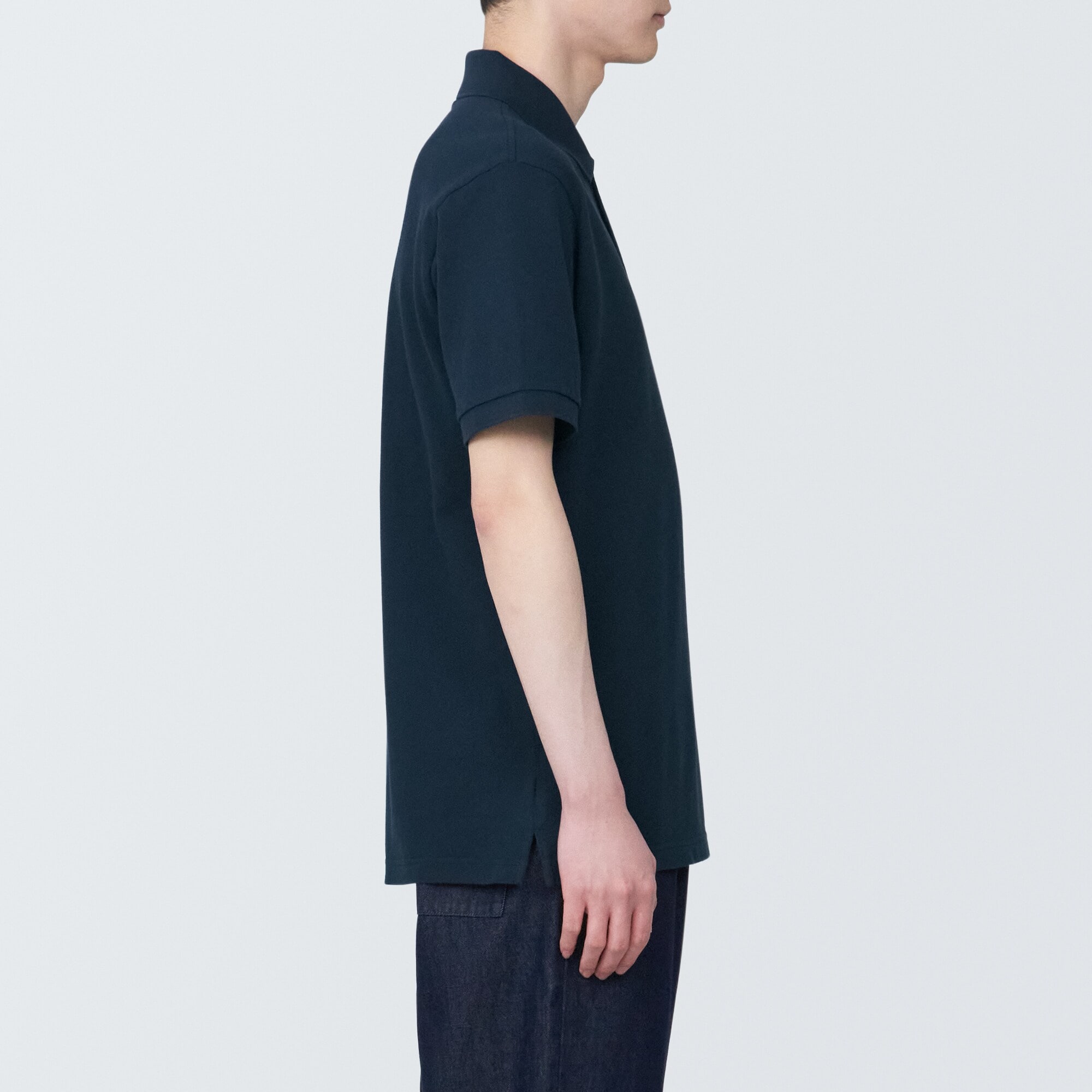 紳士　洗いざらし鹿の子編み半袖ポロシャツ